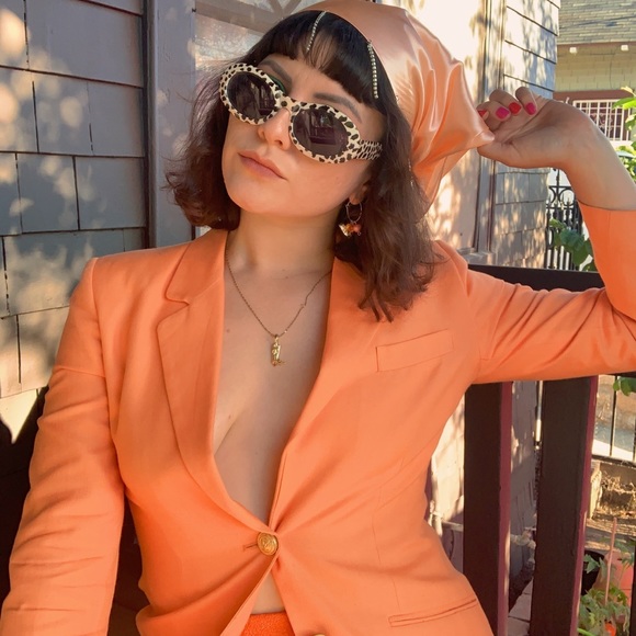 Vintage Peach Orange Linen Blend Blazer - Picture 3 of 7